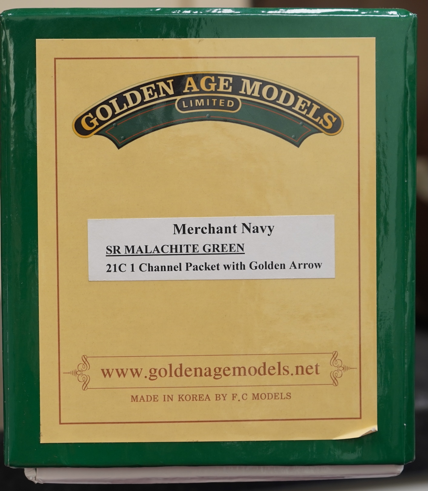 An 0 Gauge Golden Age Models Ltd by F C Models, model of a Southern Railway Merchant Navy Class Channel Packet 21C1, 4-6-2 tender locomotive, powered for two rail operation, with original box and operating instructions.